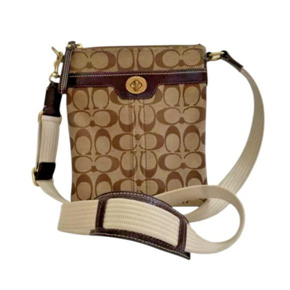 Vintage‎ Y2K Coach Swingpack Signature Crossbody Bag Designer Preppy - Picture 1 of 16